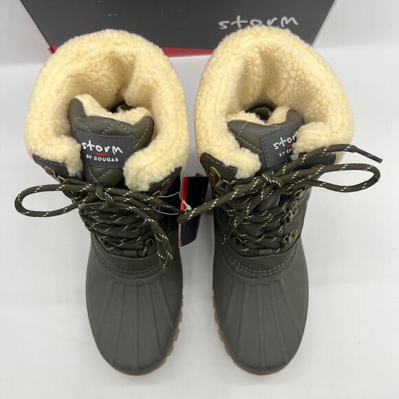 Cougar Waterproof Winter Boots Size 10Medium Green Olive Quilt Carlisle Lace Up - Picture 3 of 12